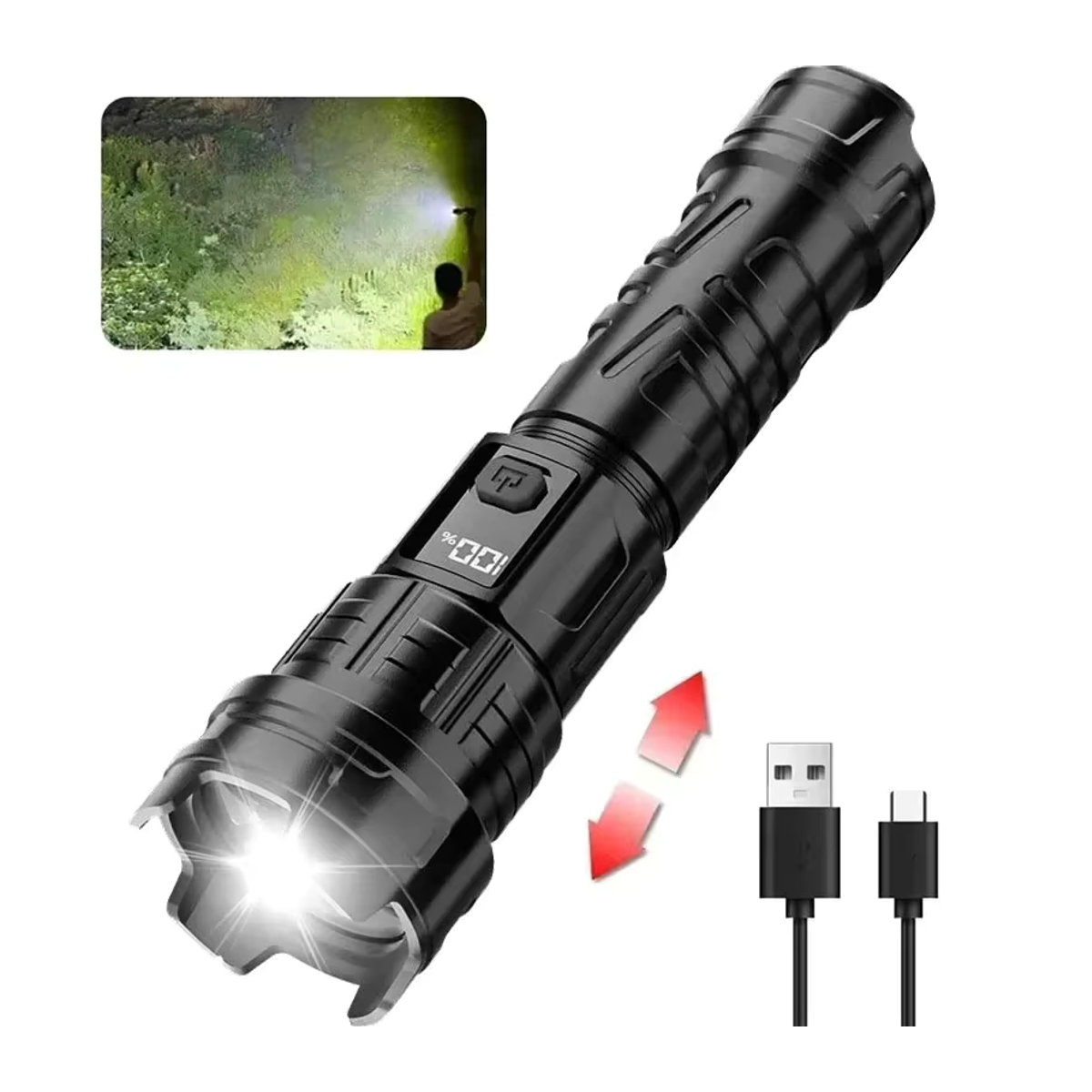 Heinast USB-wiederaufladbare LED-Taschenlampe mit 3 Modi für Camping und Wandern - Bild 7