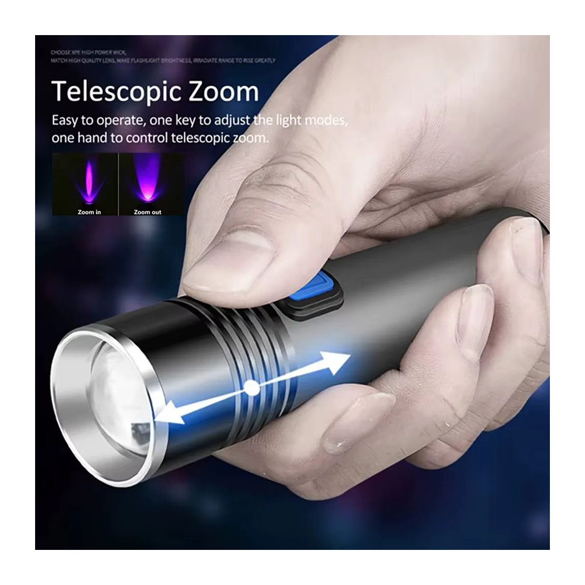 Heinast UV-Taschenlampe 395nm Schwarzlicht zoombar USB wiederaufladbar für Haustier-Urin-Detektion und Harzhärtung - Bild 4
