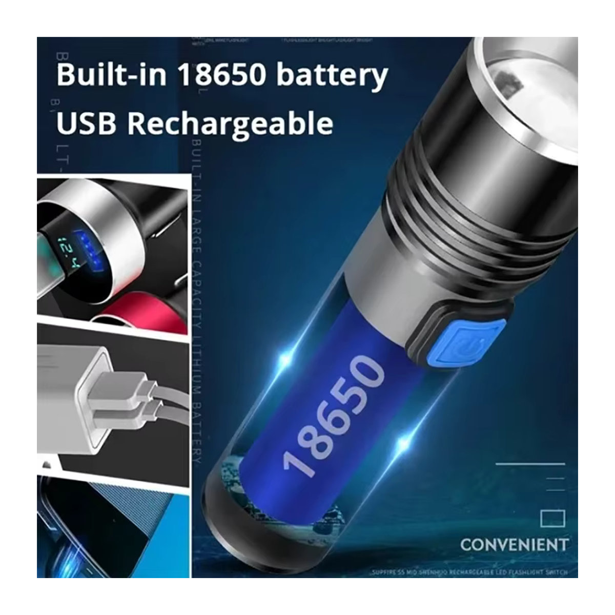 Heinast UV-Taschenlampe 395nm Schwarzlicht zoombar USB wiederaufladbar für Haustier-Urin-Detektion und Harzhärtung - Bild 5