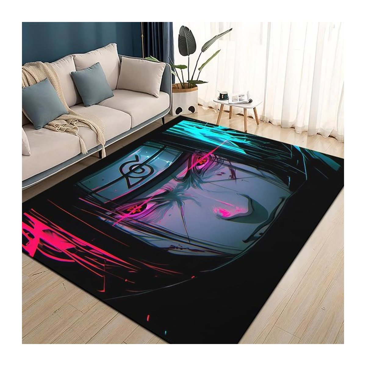 HEISS Japan Anime Itachi 3D Teppich Schwarz, Rutschfeste Fußmatte für Wohnzimmer und Kinderzimmer, B/T: 60 x 40 cm - Bild 1
