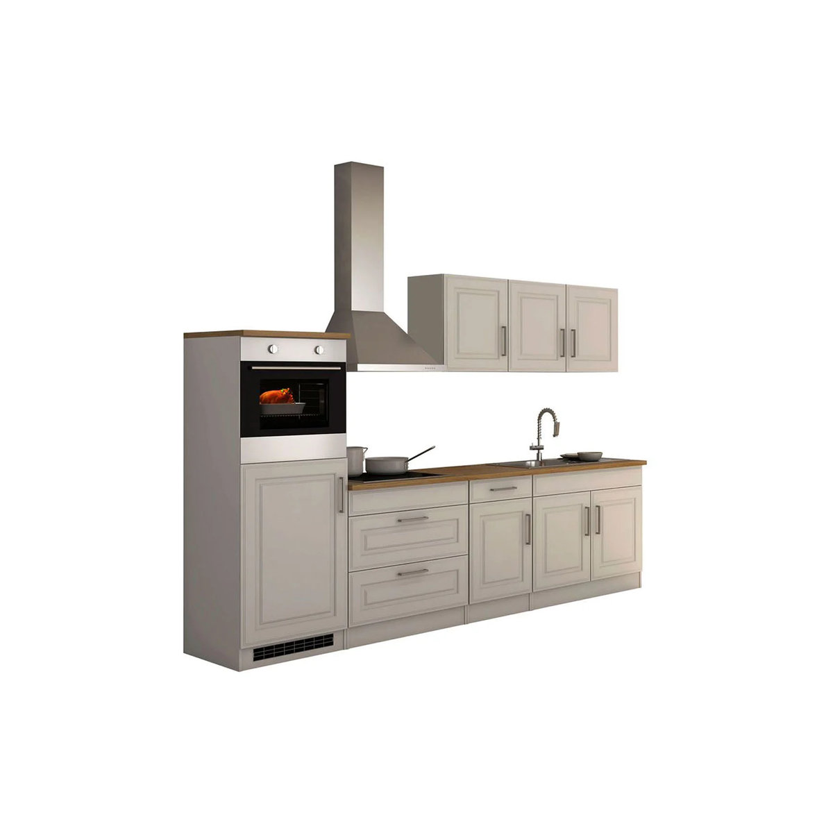 HELD Küchenzeile Rom im Landhausstil, Farbe Weiß/Eiche Sonoma/Braun, Breite: 290 cm - Bild 2
