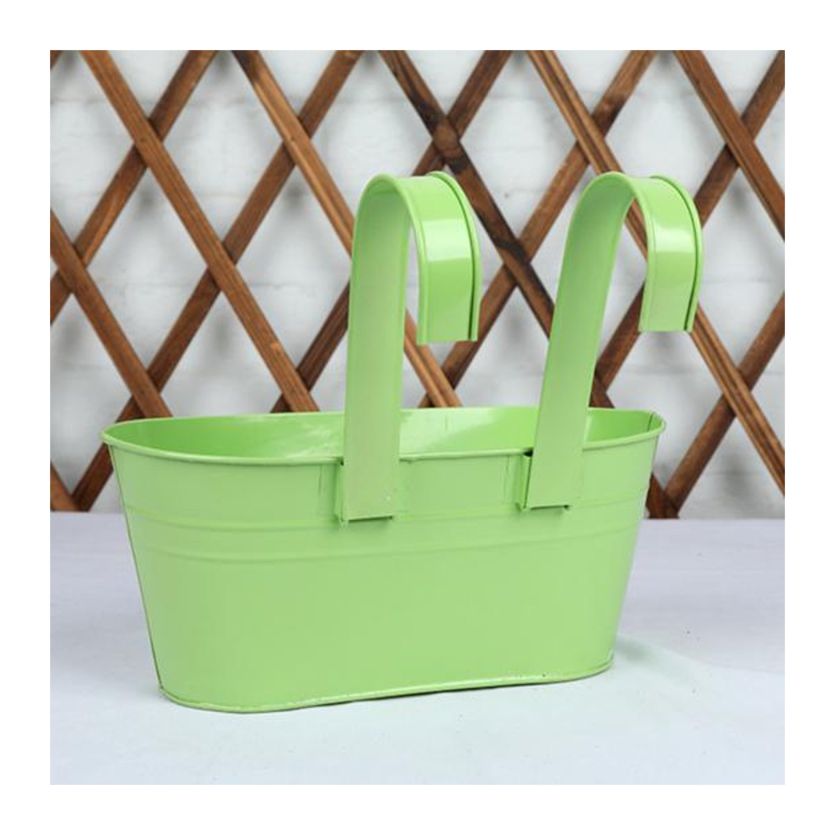 Hello Garden Metall Hängepflanzgefäß mit abnehmbaren Doppelhaken und Drainagelöchern in Orange und Grün - Bild 1