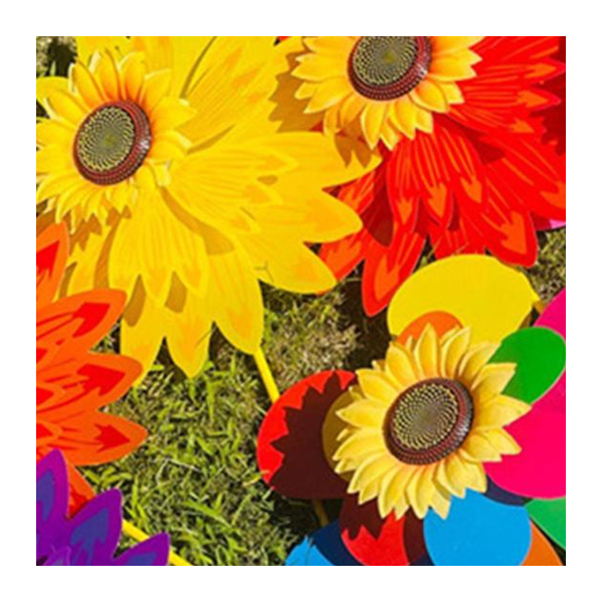 Hello Garden Sonnenblumen Windrad in Rot mit Bodeneinsatz, 3-stufiges Garten Windspiel, Höhe: 75 cm - Bild 3