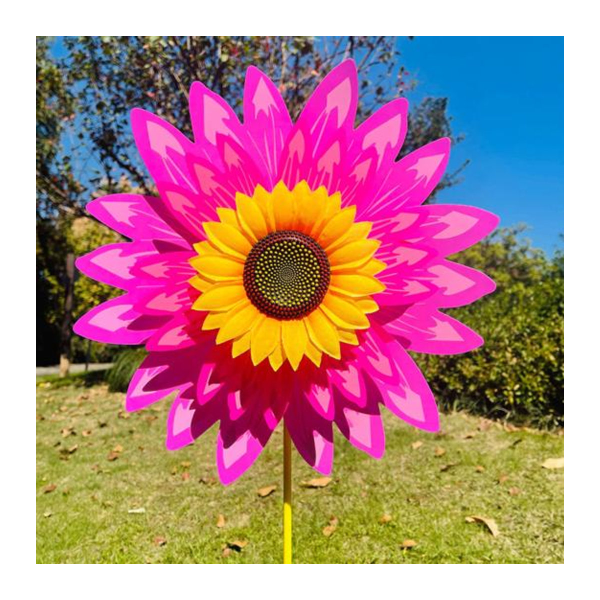 Hello Garden Sonnenblumen Windrad in Rot mit Bodeneinsatz, 3-stufiges Garten Windspiel, Höhe: 75 cm - Bild 6