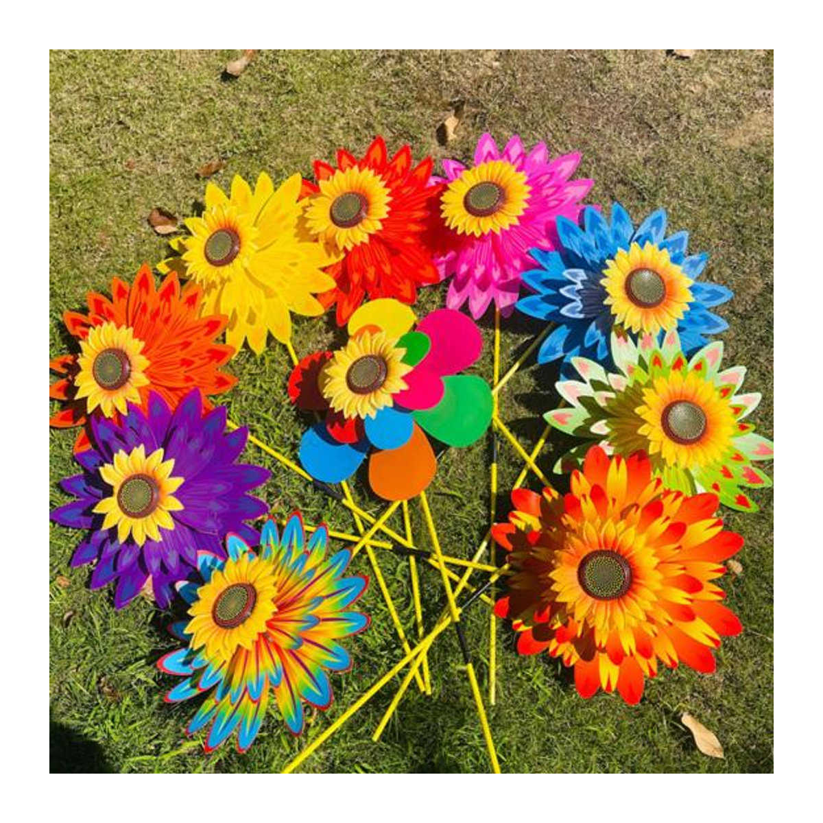Hello Garden Sonnenblumen Windrad in Rot mit Bodeneinsatz, 3-stufiges Garten Windspiel, Höhe: 75 cm - Bild 7