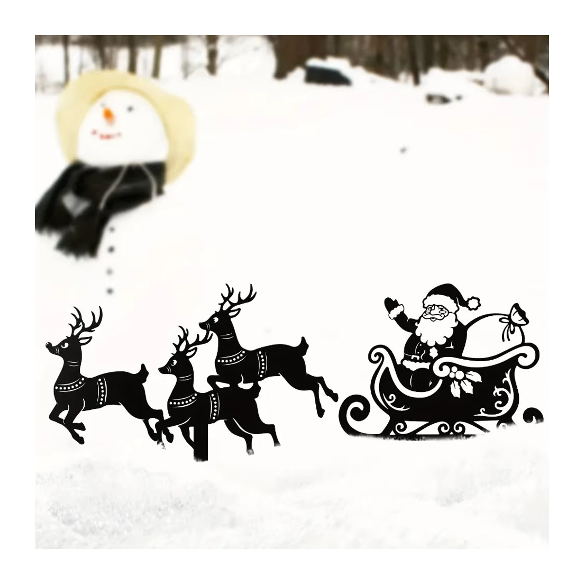 Hello Young 2-teiliges Weihnachts-Metallpfahl-Set mit Rentier und Weihnachtsschlitten-Silhouette zur Hofdekoration für den Außenbereich - Bild 3