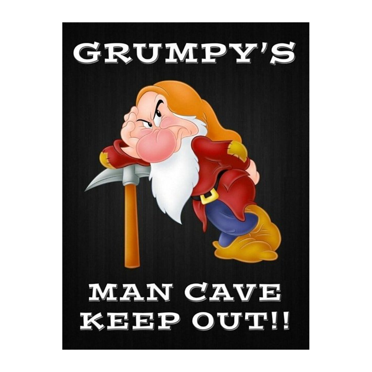Hello Young Grumpy's Man Cave Metallschild in Schwarz für Wandmontage, B: 30 cm, H: 20 cm, T: 0,3 cm - Bild 1