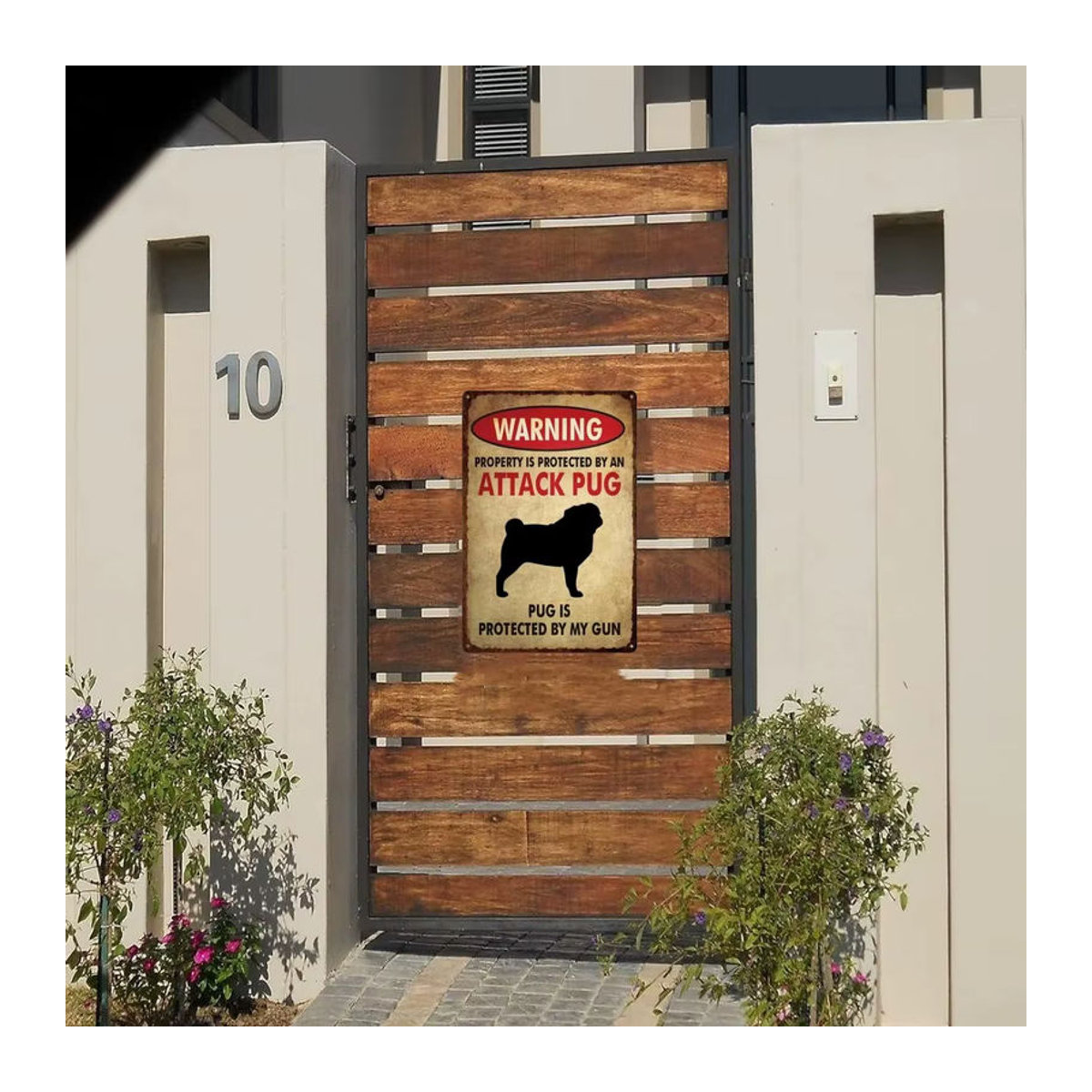 Hello Young Metallblechschild Attack-Mops Vintage Dekoration mehrfarbig B/H: 30 x 30 cm - Bild 1