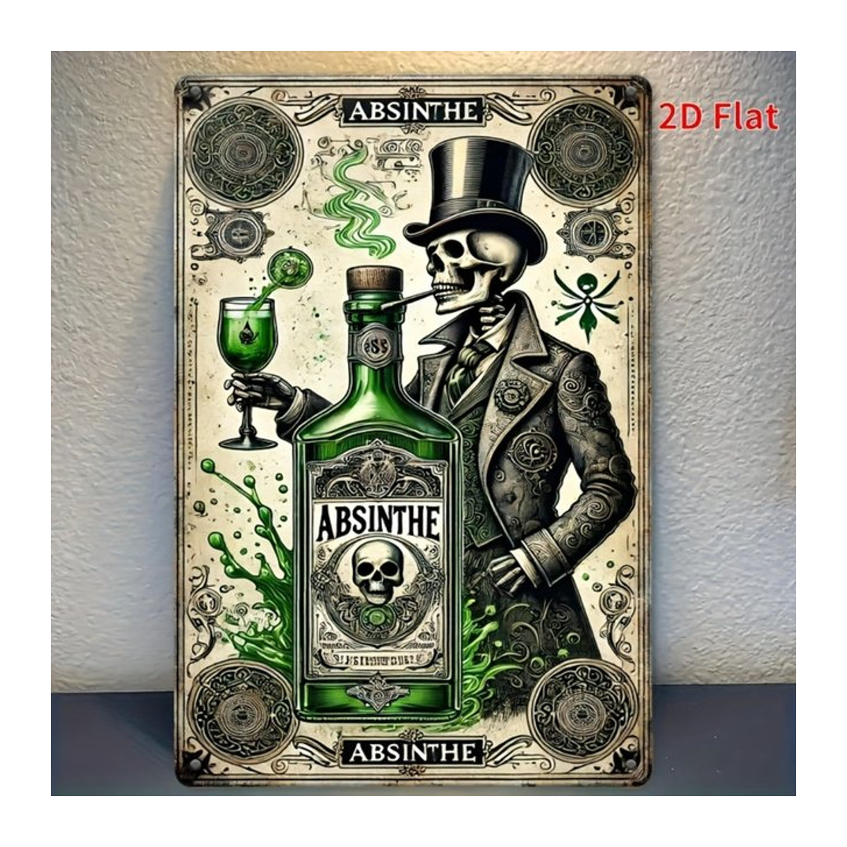 Hello Young Retro Absinth Blechschild Vintage Metallwanddekoration mehrfarbig B/H: 30 x 20 cm - Bild 1