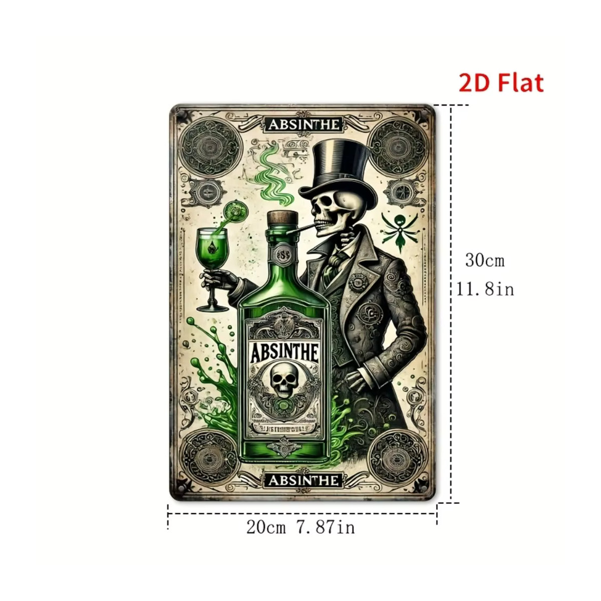 Hello Young Retro Absinth Blechschild Vintage Metallwanddekoration mehrfarbig B/H: 30 x 20 cm - Bild 2
