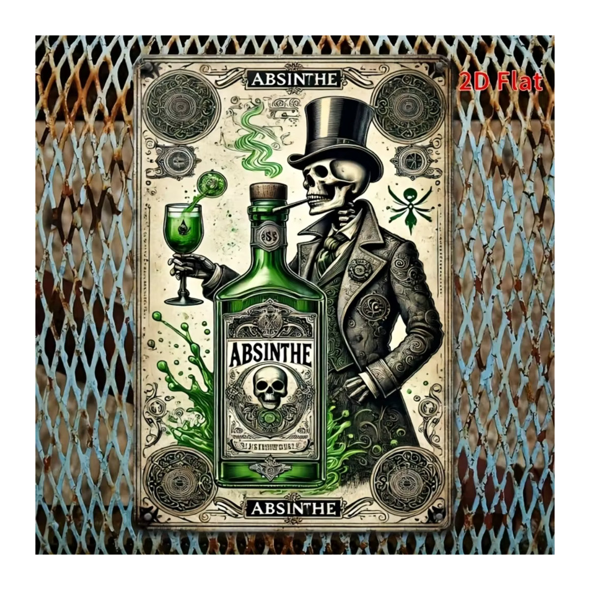 Hello Young Retro Absinth Blechschild Vintage Metallwanddekoration mehrfarbig B/H: 30 x 20 cm - Bild 4