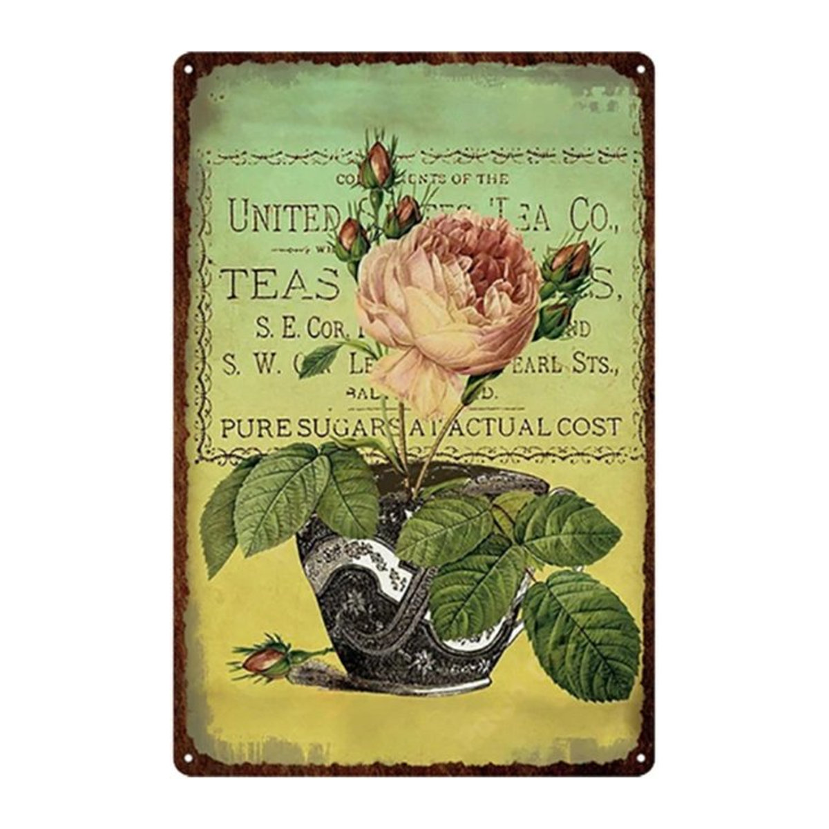 Hello Young Retro Blumen Metallblechschild mit floralem Design in Mehrfarbig, Wanddekoration Vintage Kunstplakette, B/H: 30 x 20 cm - Bild 1