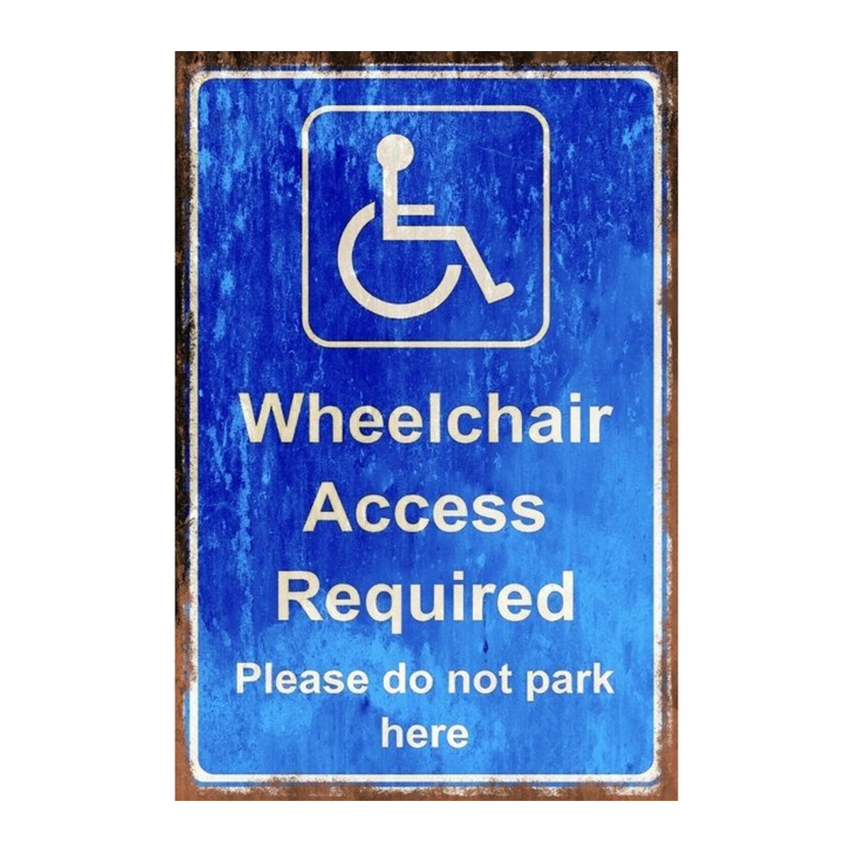 Hello Young Rollstuhlzugang Please Don't Park Here Retro-Warnschild aus Metall in Blau, B: 30 cm, H: 20 cm - Bild 1