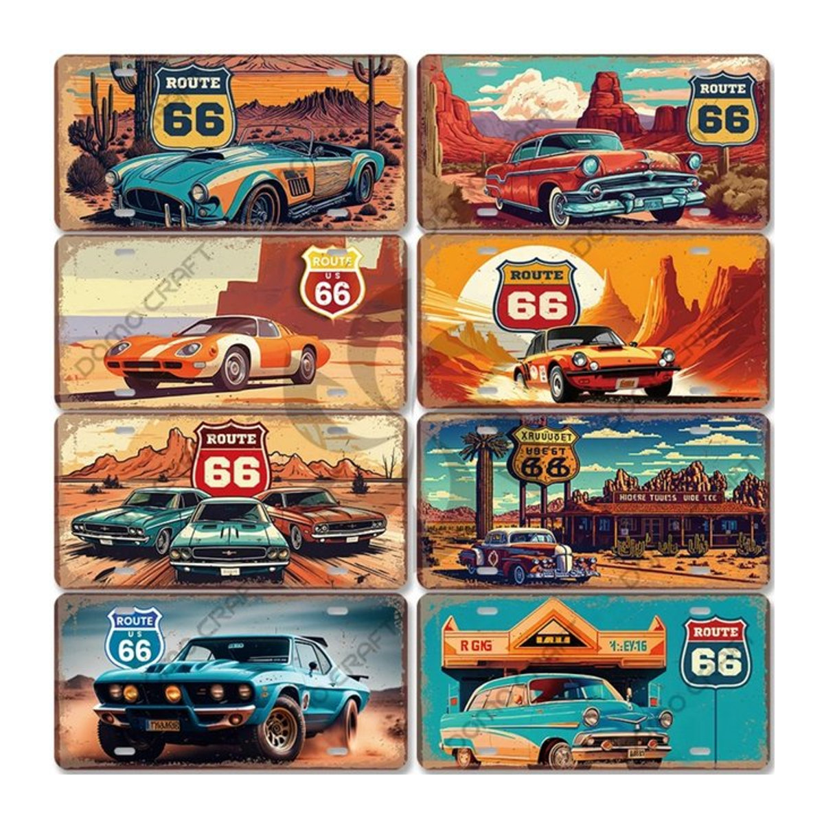 Hello Young Route 66 Nummernschild Vintage Metallschild mehrfarbig B: 30 cm, H: 15 cm, T: 0,8 cm - Bild 1