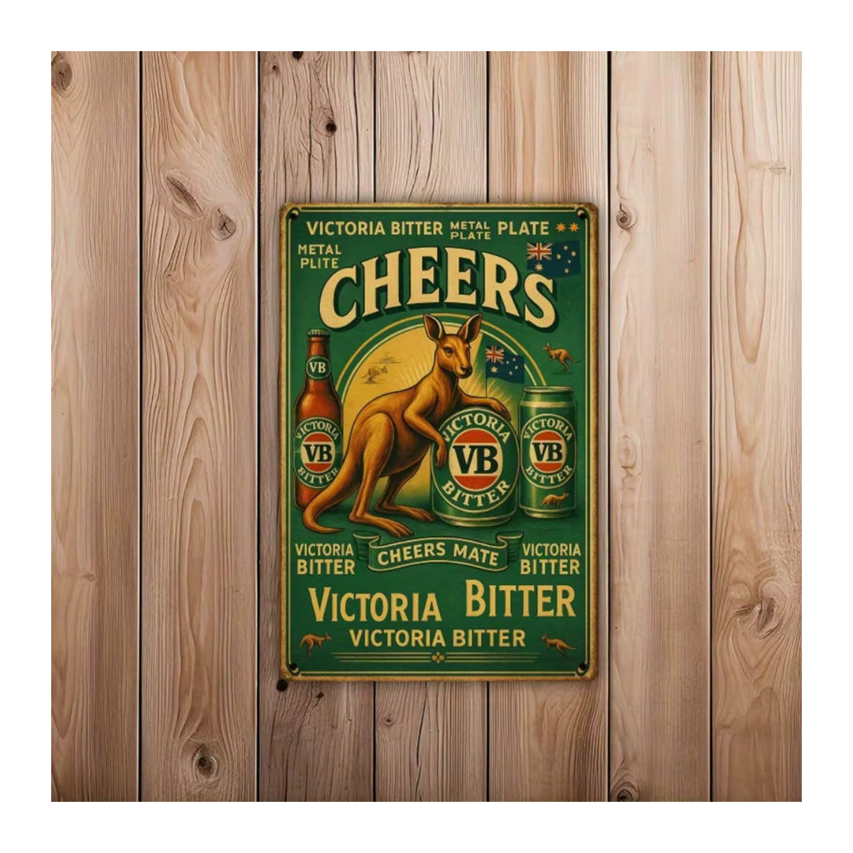 Hello Young Victoria Bitter Metallschild im Vintage-Stil mit Känguru- und VB-Logo, mehrfarbig, rechteckig, Wanddekoration für Pub und Bar - Bild 3