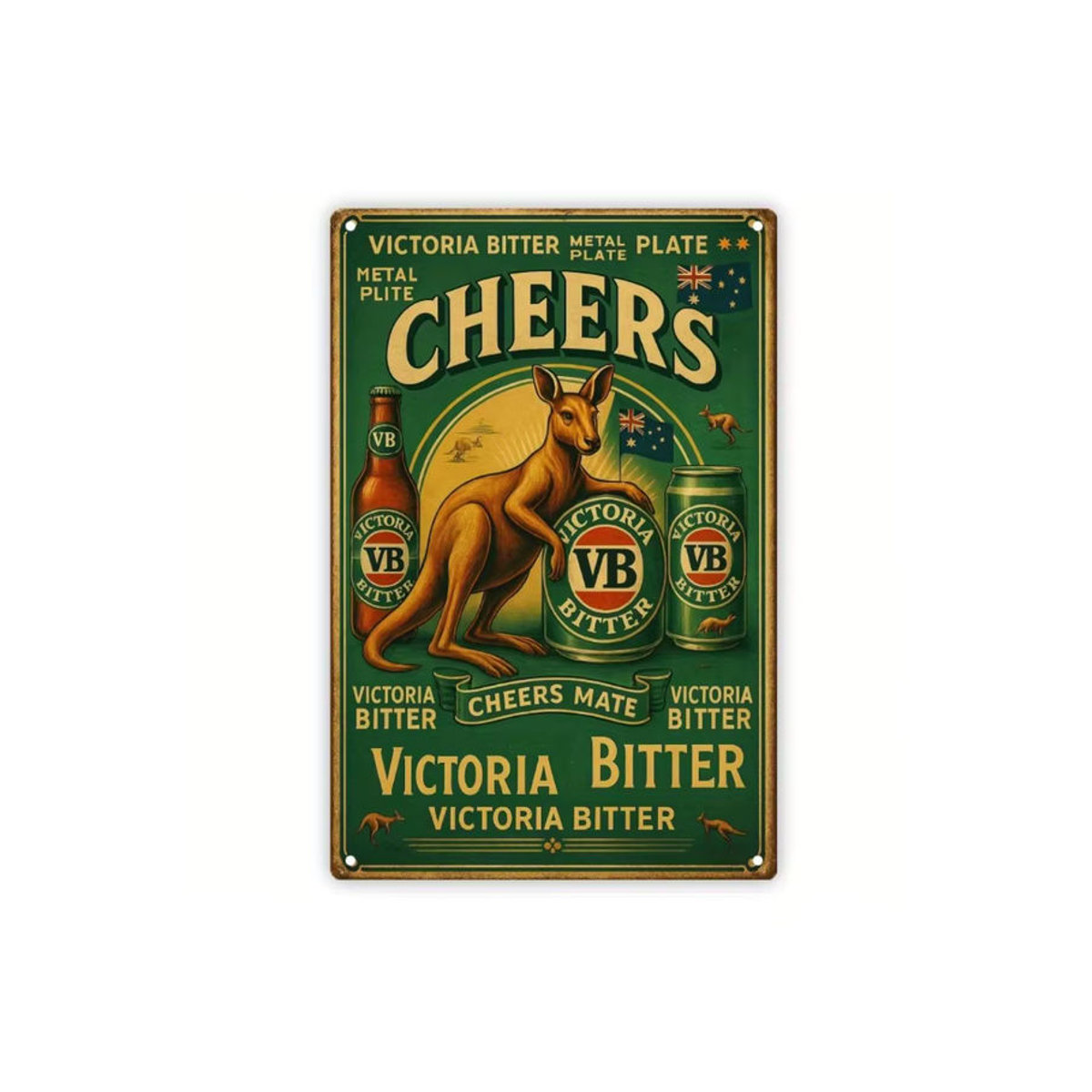 Hello Young Victoria Bitter Metallschild im Vintage-Stil mit Känguru- und VB-Logo, mehrfarbig, rechteckig, Wanddekoration für Pub und Bar - Bild 4