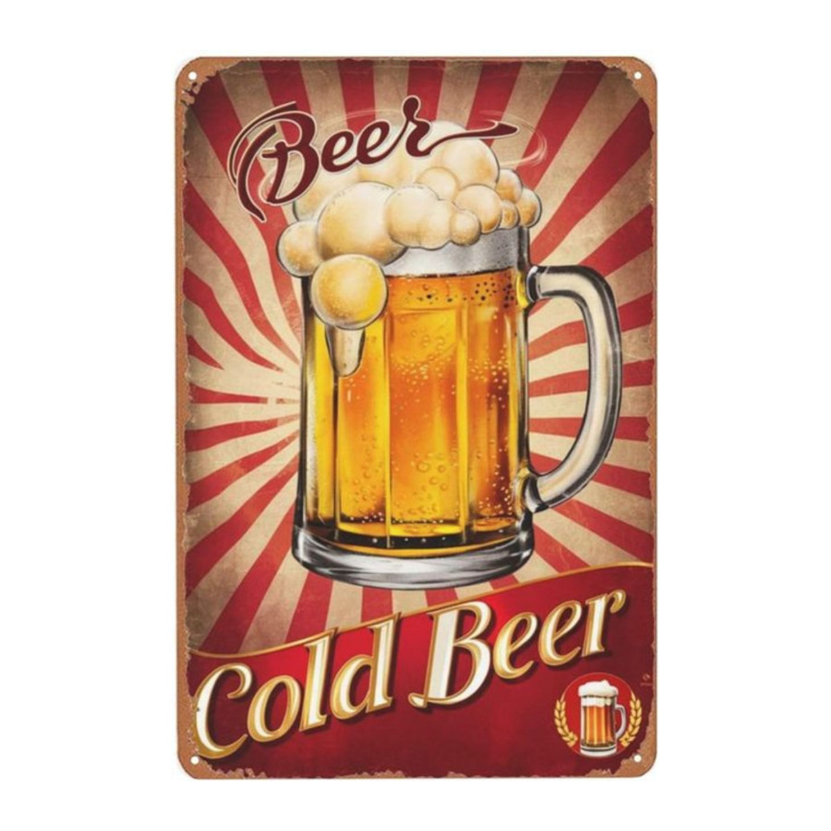 Hello Young Vintage Bier-Wanddekoration aus Metall, mehrfarbig, rechteckig, B/H: 30 x 20 cm - Bild 1