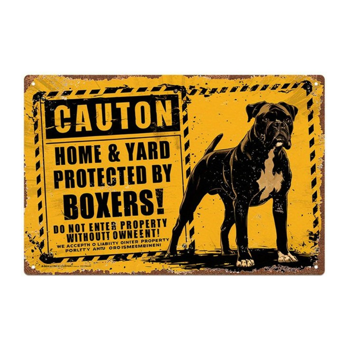 Hello Young Vintage Metallschild Boxer Hund Dekoration Gelb Rechteckig B: 30 cm, H: 30 cm, T: 20 cm - Bild 1