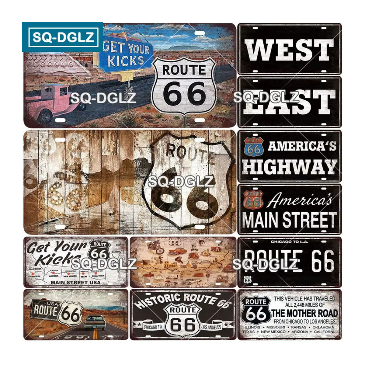 Hello Young Vintage Metallschild Route 66 Wanddekoration mehrfarbig B: 30 cm, H: 15 cm - Bild 1