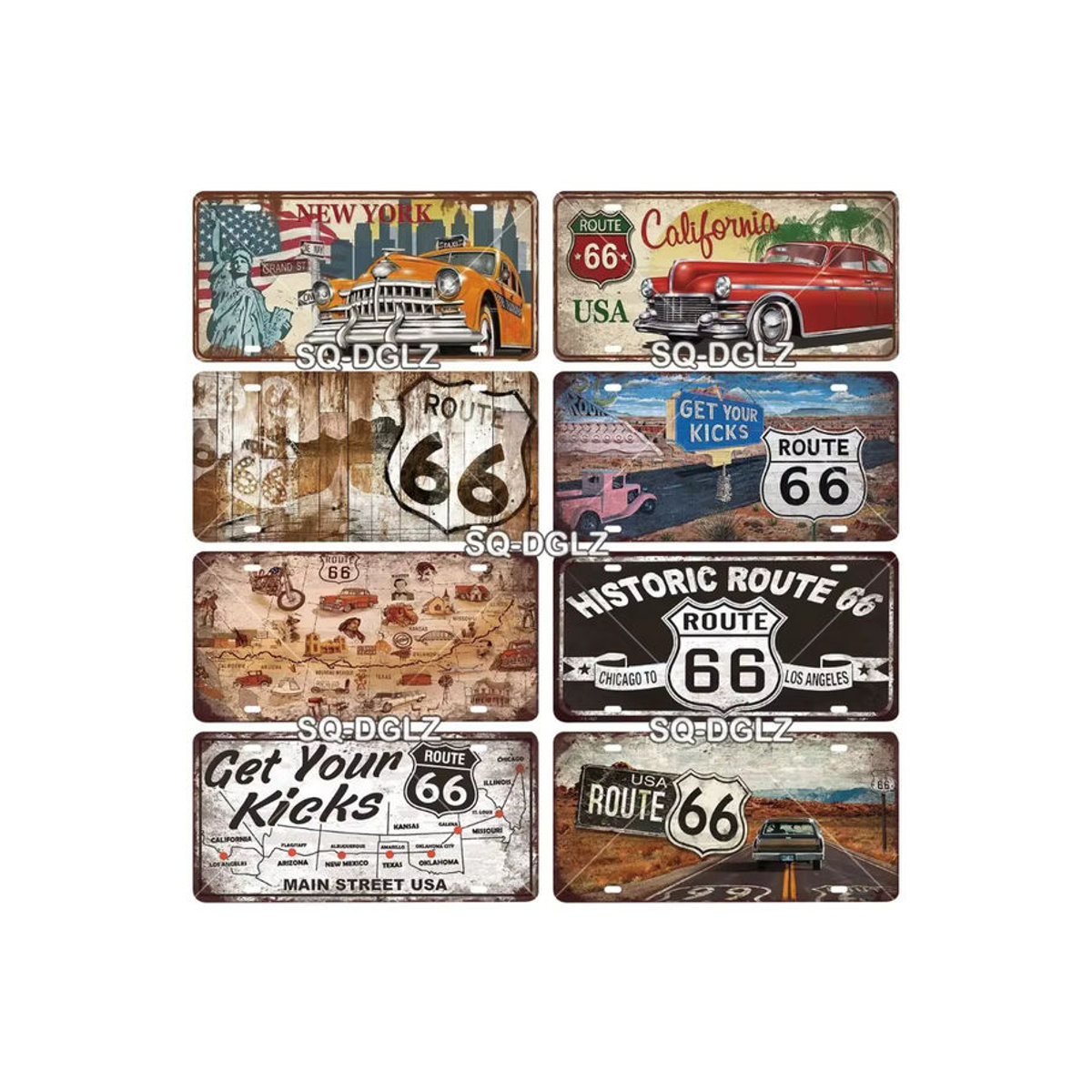 Hello Young Vintage Metallschild Route 66 Wanddekoration mehrfarbig B: 30 cm, H: 15 cm - Bild 2