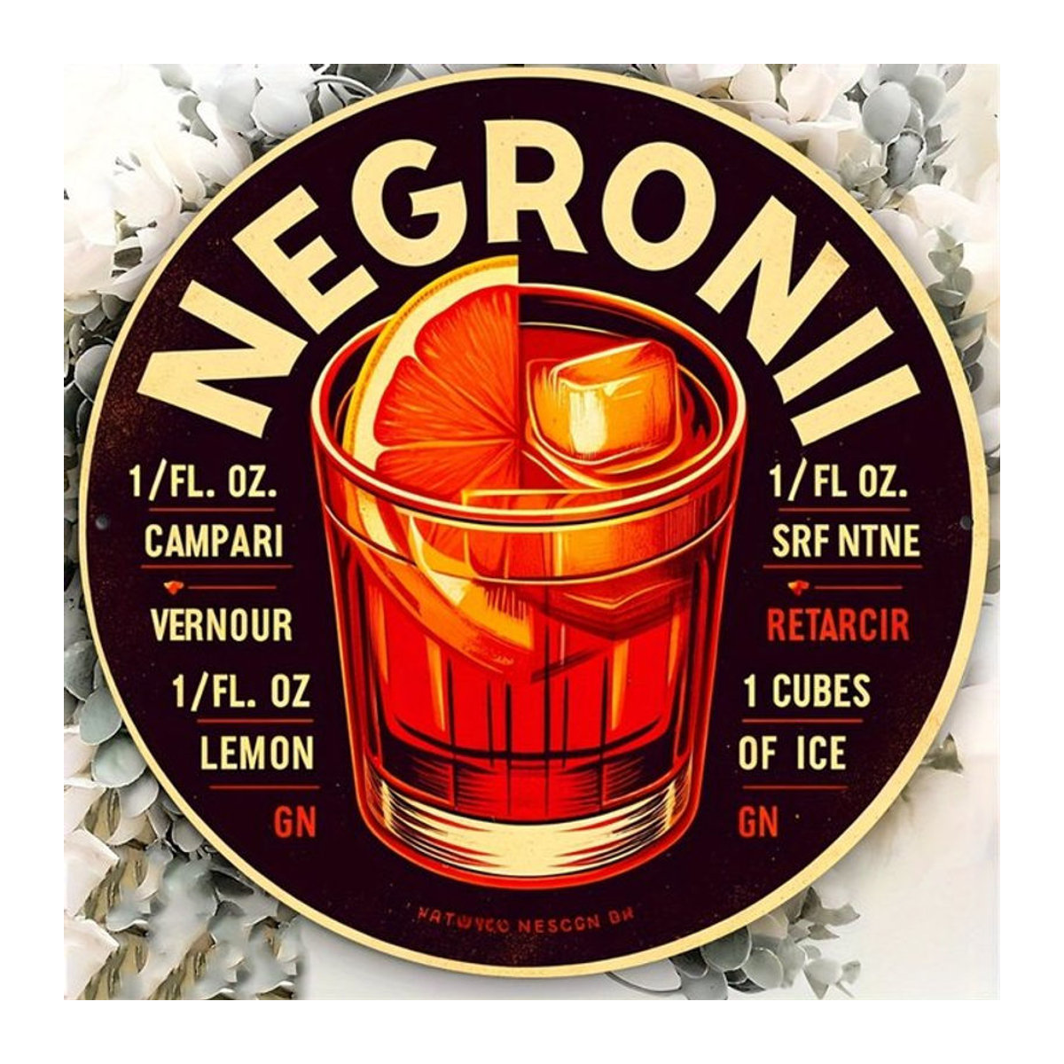 Hello Young Vintage Wandkunstschild Negroni aus Metall, mehrfarbig, quadratisch, B/H: 20,3 x 20,3 cm - Bild 1