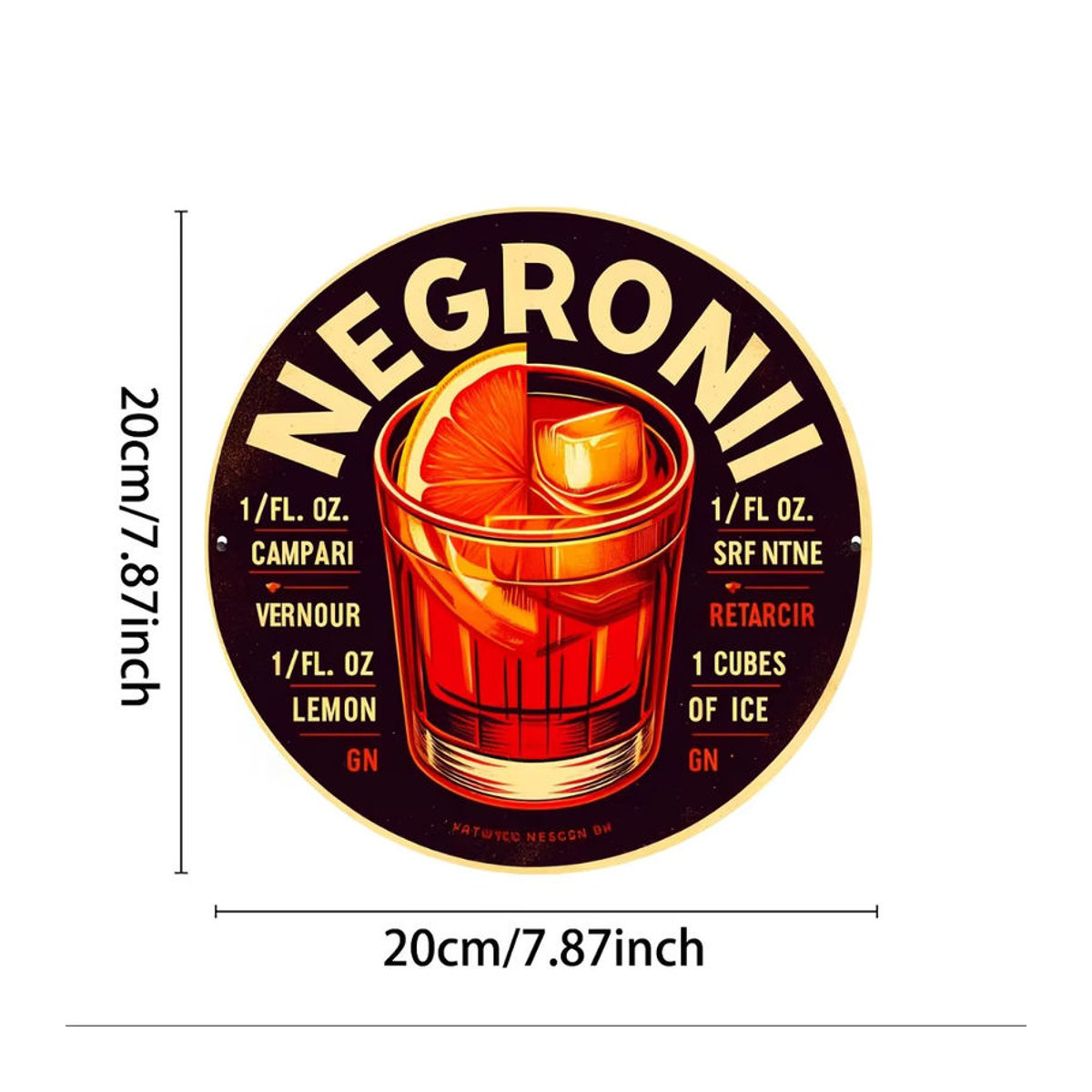 Hello Young Vintage Wandkunstschild Negroni aus Metall, mehrfarbig, quadratisch, B/H: 20,3 x 20,3 cm - Bild 2