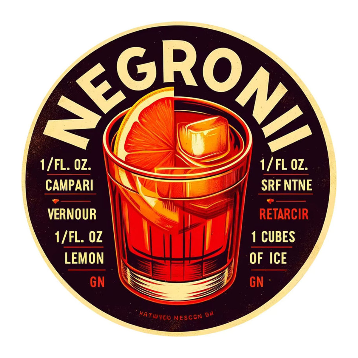 Hello Young Vintage Wandkunstschild Negroni aus Metall, mehrfarbig, quadratisch, B/H: 20,3 x 20,3 cm - Bild 3