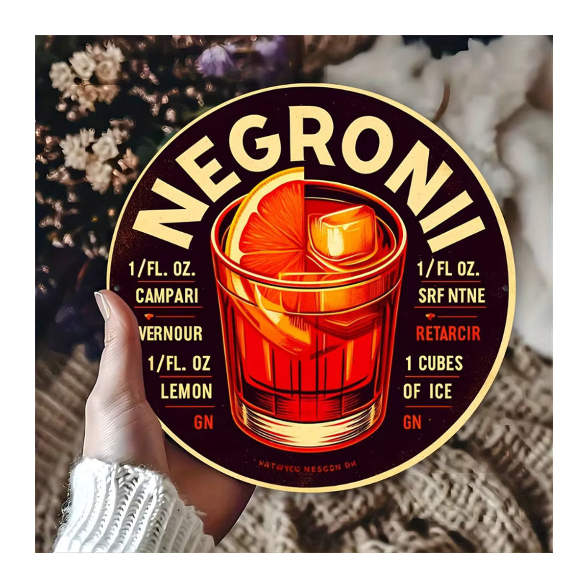 Hello Young Vintage Wandkunstschild Negroni aus Metall, mehrfarbig, quadratisch, B/H: 20,3 x 20,3 cm - Bild 4