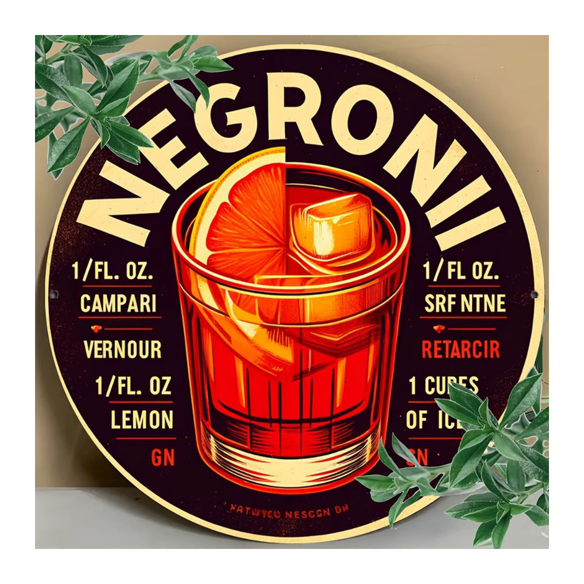 Hello Young Vintage Wandkunstschild Negroni aus Metall, mehrfarbig, quadratisch, B/H: 20,3 x 20,3 cm - Bild 5