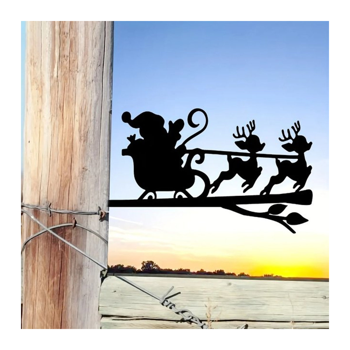 Hello Young Weihnachtsdekoration aus Metall mit zwei Hirschen auf Schlitten als schwarze Silhouette für Garten und Terrasse - Bild 1