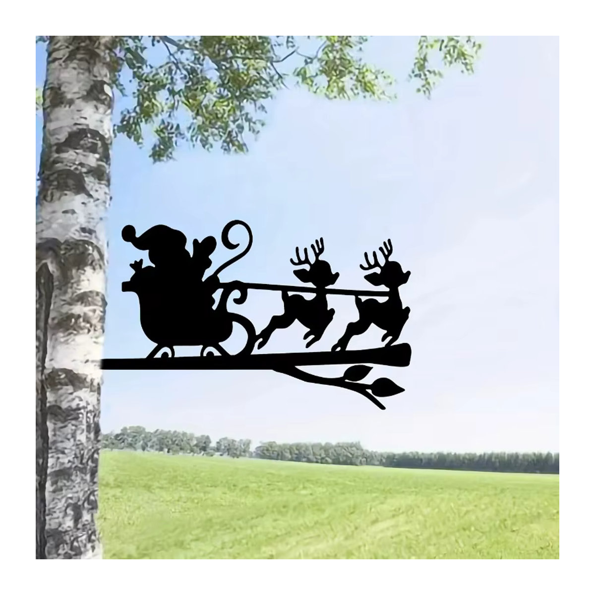 Hello Young Weihnachtsdekoration aus Metall mit zwei Hirschen auf Schlitten als schwarze Silhouette für Garten und Terrasse - Bild 3