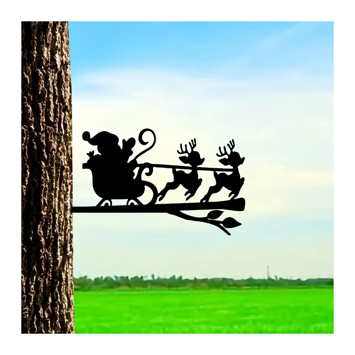 Hello Young Weihnachtsdekoration aus Metall mit zwei Hirschen auf Schlitten als schwarze Silhouette für Garten und Terrasse - Bild 4