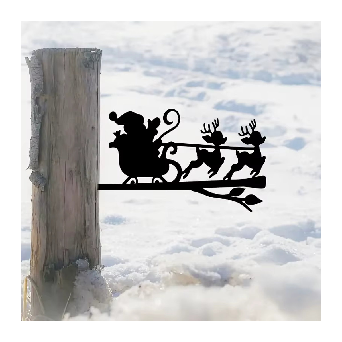 Hello Young Weihnachtsdekoration aus Metall mit zwei Hirschen auf Schlitten als schwarze Silhouette für Garten und Terrasse - Bild 5
