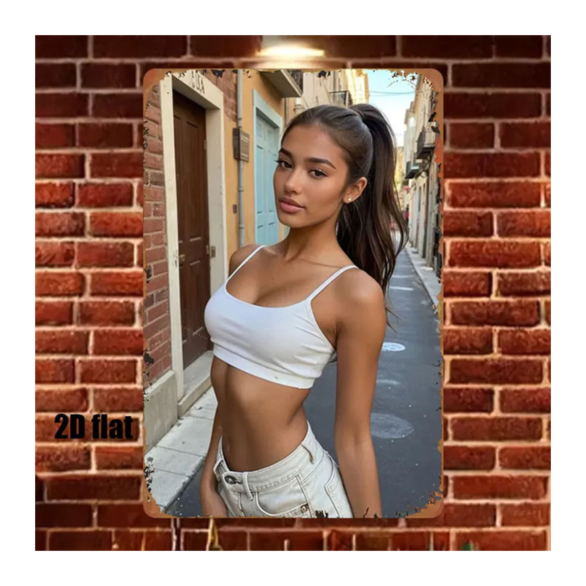 HELLOYOUNG 2D Bügelbilder Streetwear-Set mit weißem Crop-Top und Jeans-Design, mehrfarbig, Höhe: 30,48 cm, Breite: 20,32 cm - Bild 3