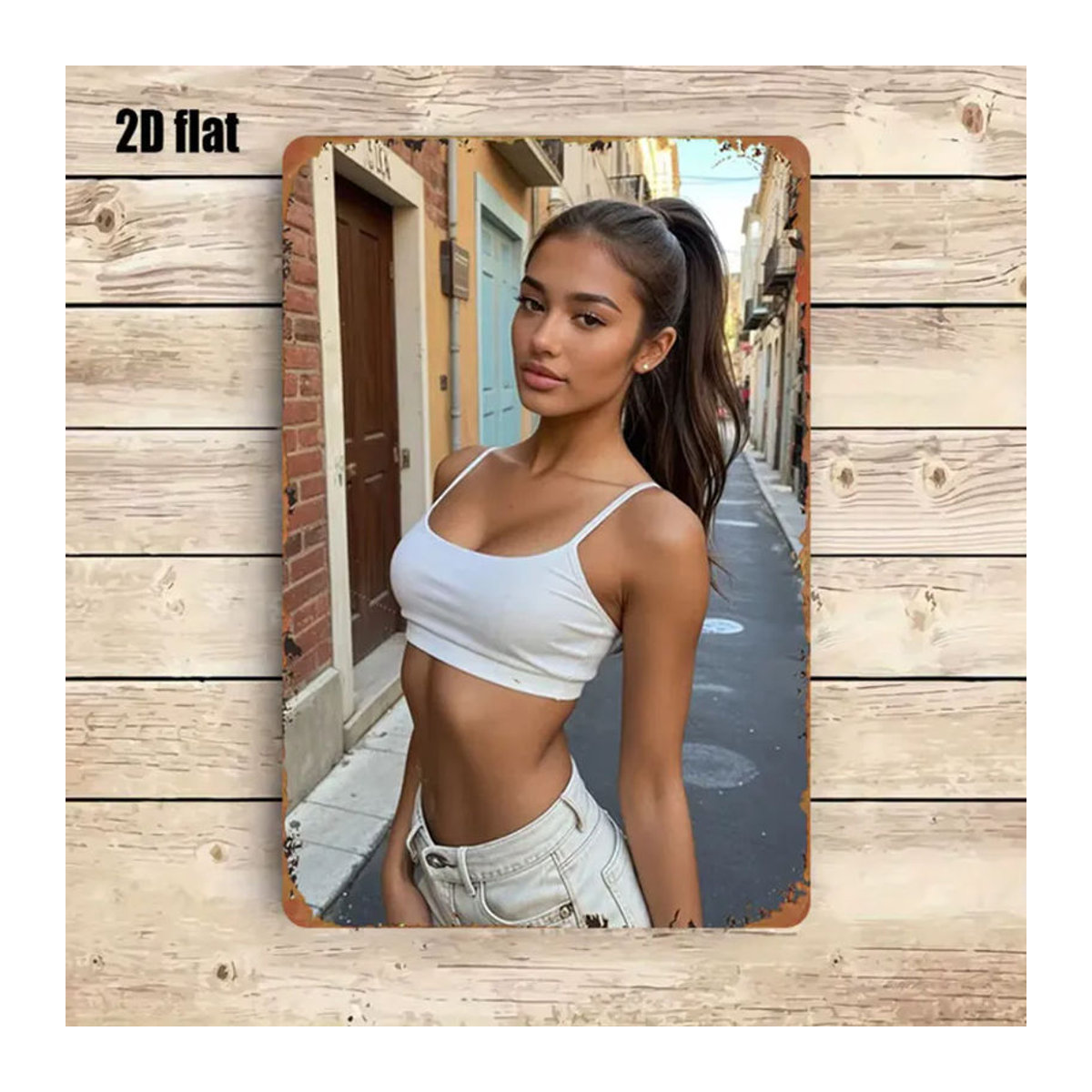 HELLOYOUNG 2D Bügelbilder Streetwear-Set mit weißem Crop-Top und Jeans-Design, mehrfarbig, Höhe: 30,48 cm, Breite: 20,32 cm - Bild 5