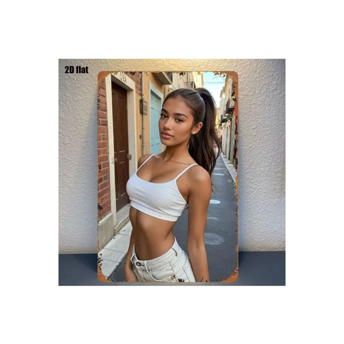 HELLOYOUNG 2D Bügelbilder Streetwear-Set mit weißem Crop-Top und Jeans-Design, mehrfarbig, Höhe: 30,48 cm, Breite: 20,32 cm - Bild 6