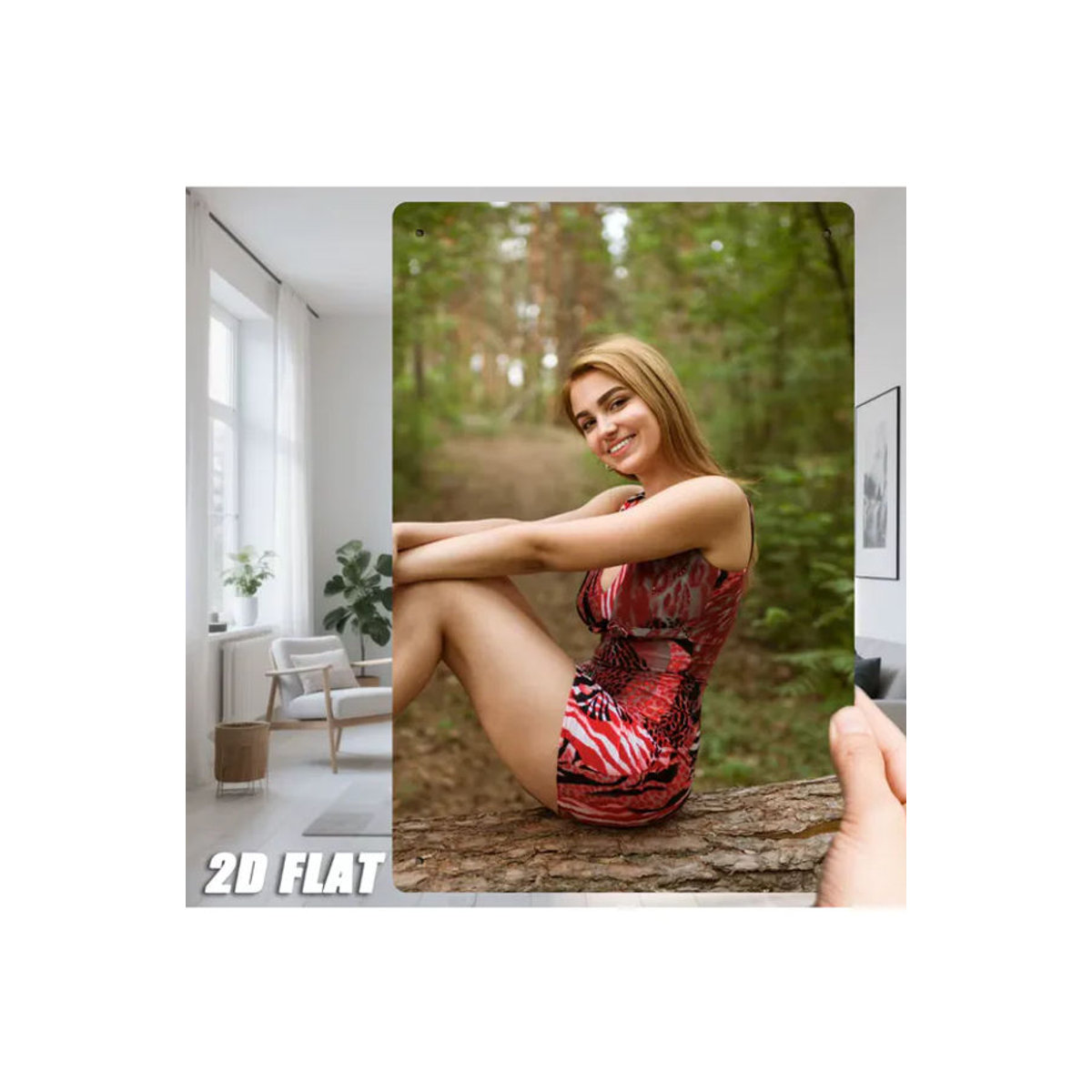 HELLOYOUNG 2D Metall-Blechschild Lächelnde Frau auf Baumzweig, rustikale Wandkunst in Mehrfarbig, Rechteckig, Breite: 50,8 cm, Höhe: 20,32 cm - Bild 7