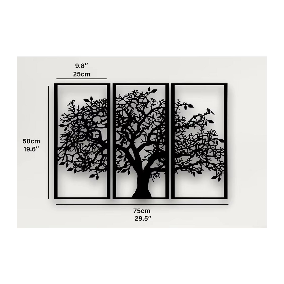 HELLOYOUNG 3-teilige Stammbaum-Wanddekoration aus Metall in Schwarz – Moderner Baum des Lebens als 3D-Wandkunst für Wohnzimmer und Schlafzimmer - Bild 2