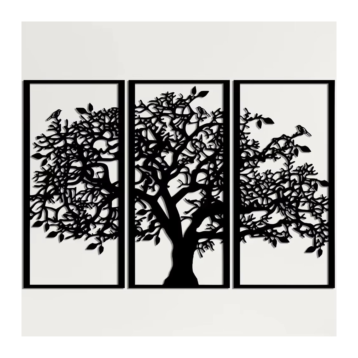 HELLOYOUNG 3-teilige Stammbaum-Wanddekoration aus Metall in Schwarz – Moderner Baum des Lebens als 3D-Wandkunst für Wohnzimmer und Schlafzimmer - Bild 3