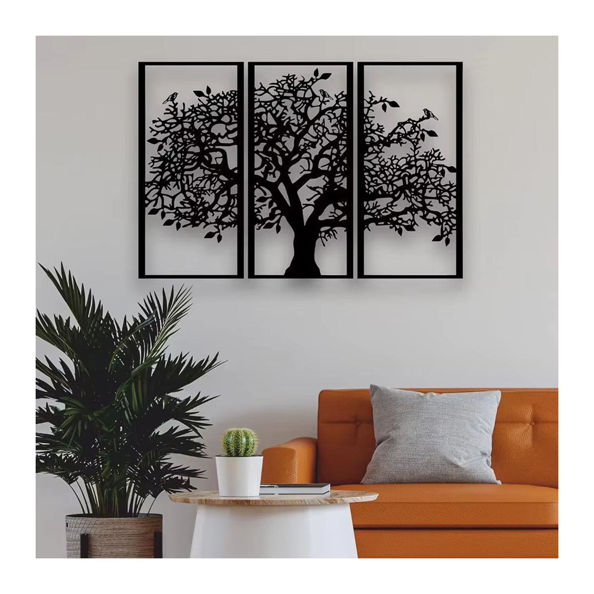HELLOYOUNG 3-teilige Stammbaum-Wanddekoration aus Metall in Schwarz – Moderner Baum des Lebens als 3D-Wandkunst für Wohnzimmer und Schlafzimmer - Bild 4