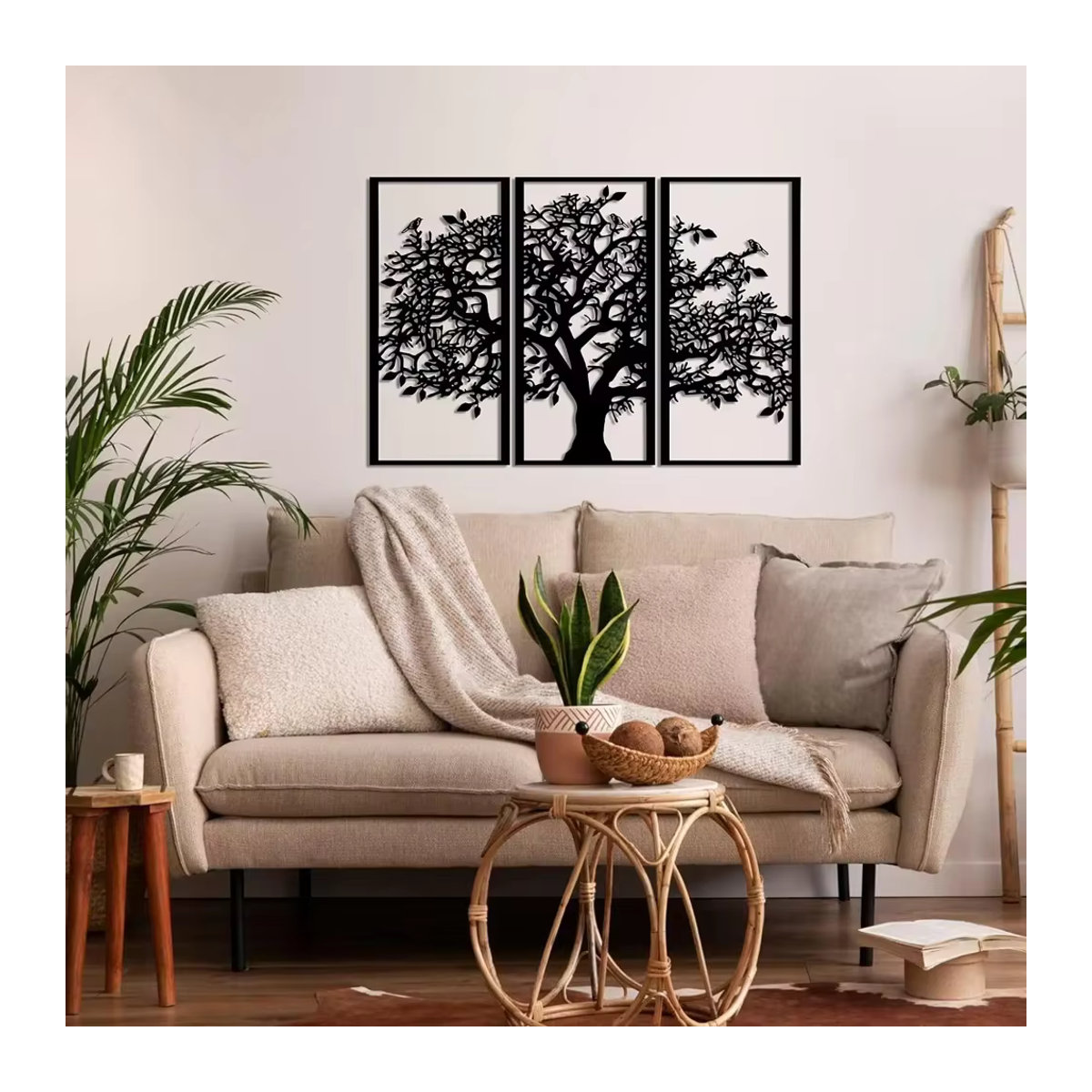 HELLOYOUNG 3-teilige Stammbaum-Wanddekoration aus Metall in Schwarz – Moderner Baum des Lebens als 3D-Wandkunst für Wohnzimmer und Schlafzimmer - Bild 5