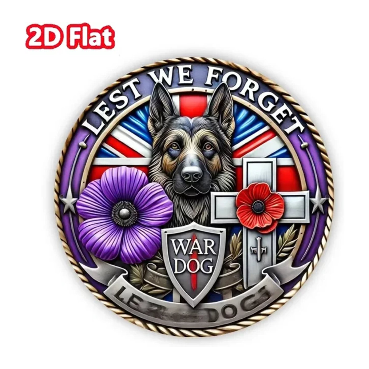 HELLOYOUNG Aluminiumschild Don't Forget War Dog Purple Poppy Wanddekoration in Lila und Mehrfarbig - Bild 1