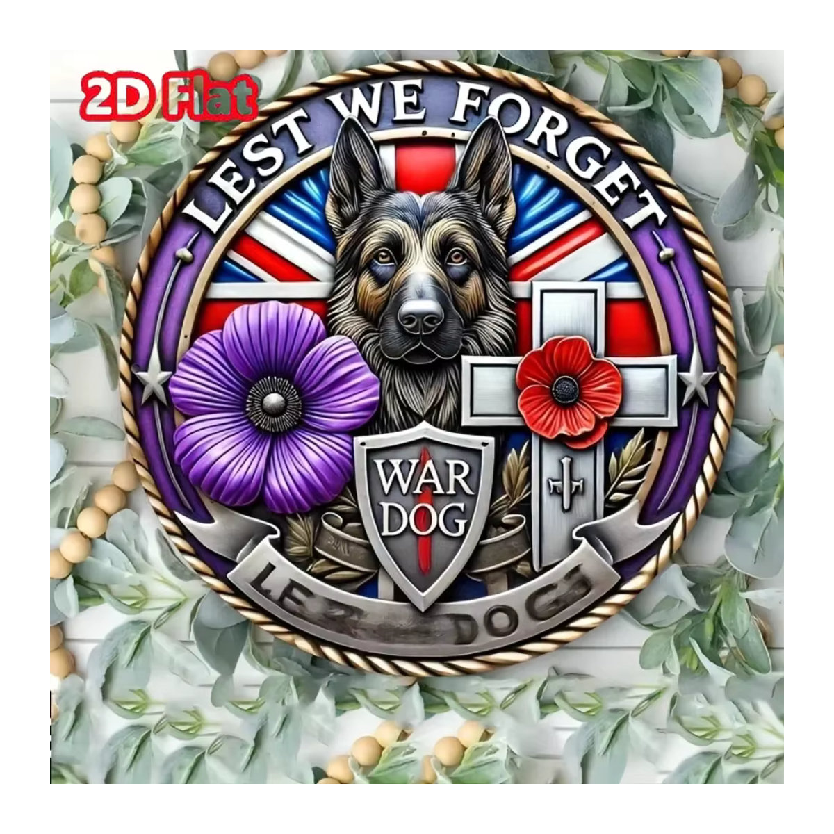 HELLOYOUNG Aluminiumschild Don't Forget War Dog Purple Poppy Wanddekoration in Lila und Mehrfarbig - Bild 2