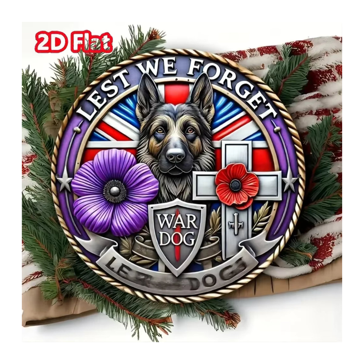 HELLOYOUNG Aluminiumschild Don't Forget War Dog Purple Poppy Wanddekoration in Lila und Mehrfarbig - Bild 3