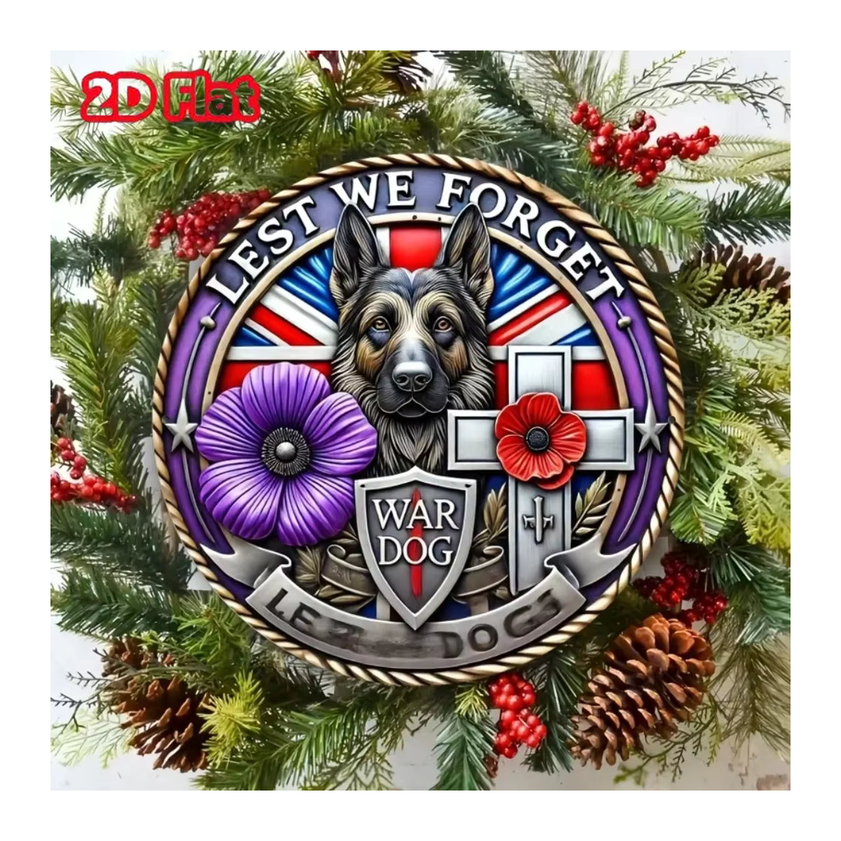 HELLOYOUNG Aluminiumschild Don't Forget War Dog Purple Poppy Wanddekoration in Lila und Mehrfarbig - Bild 4