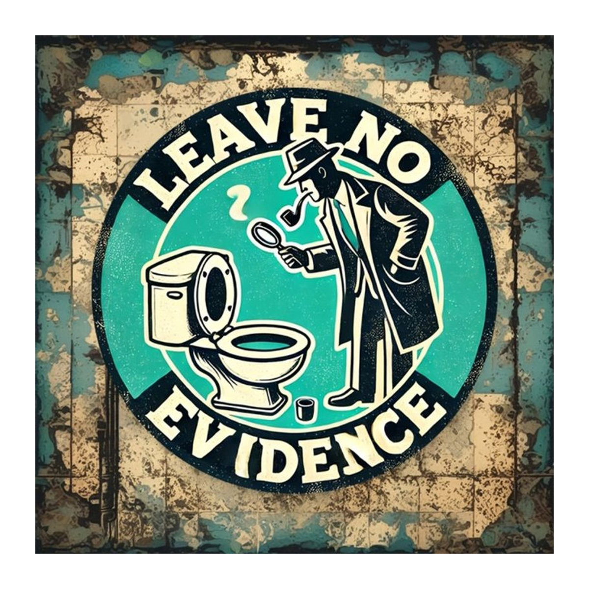 HELLOYOUNG Badezimmerschild Leave No Evidence – Rundes Vintage Wanddekor aus Metall in Mehrfarbig - Bild 1