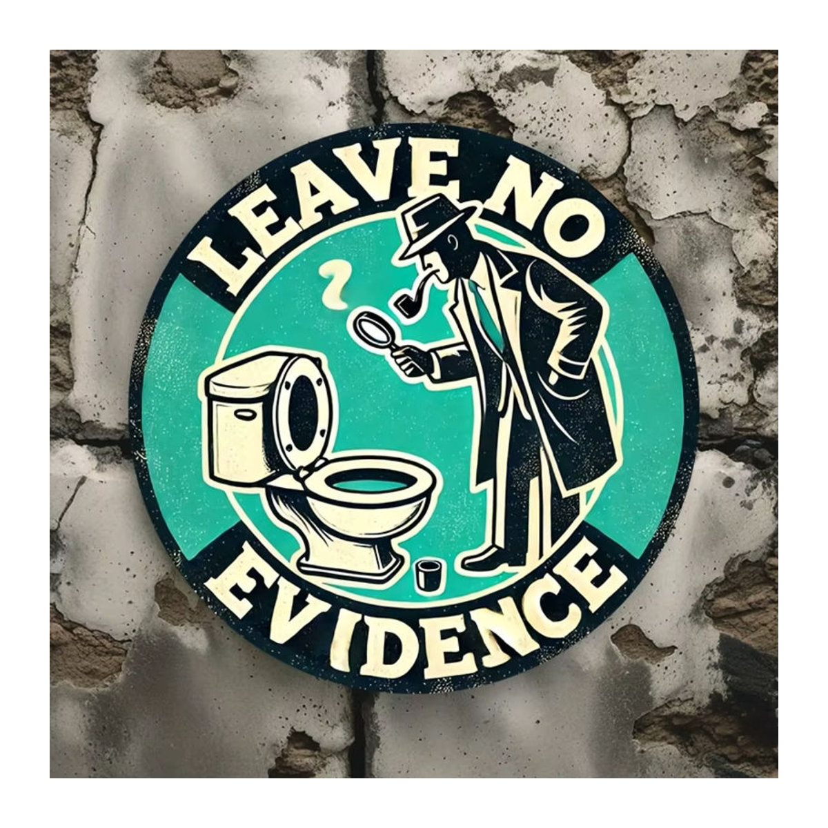 HELLOYOUNG Badezimmerschild Leave No Evidence – Rundes Vintage Wanddekor aus Metall in Mehrfarbig - Bild 2