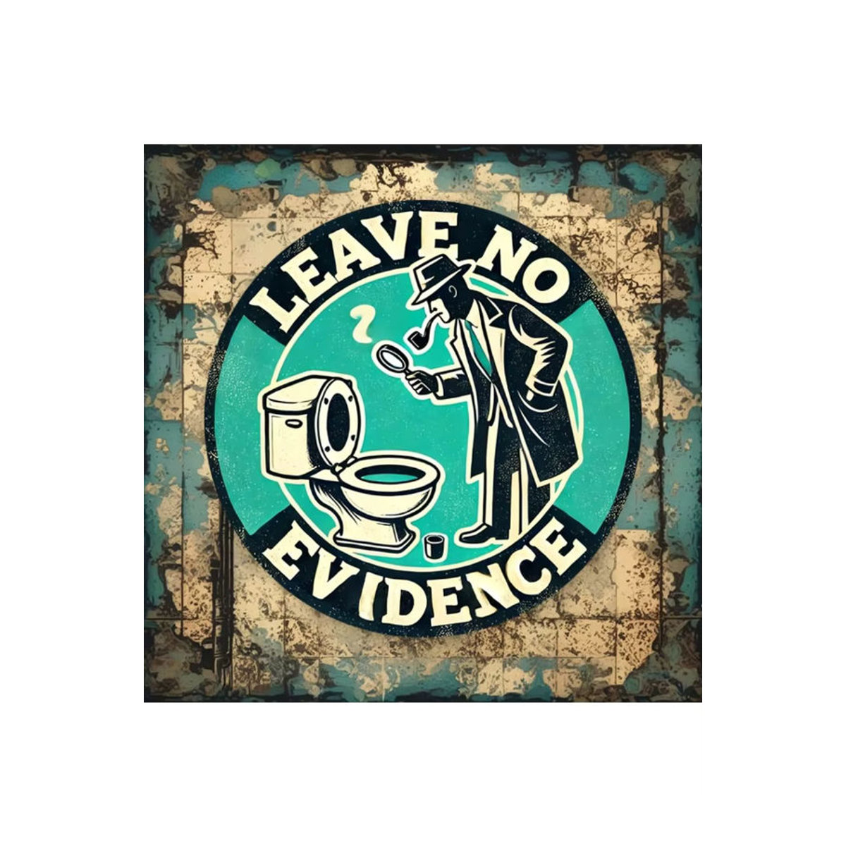 HELLOYOUNG Badezimmerschild Leave No Evidence – Rundes Vintage Wanddekor aus Metall in Mehrfarbig - Bild 4