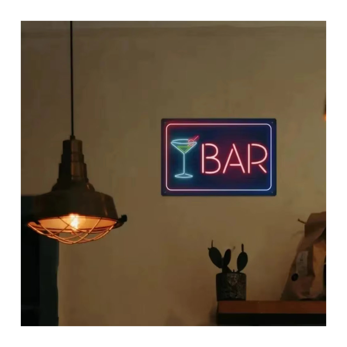 HELLOYOUNG Bar-Neonschild Bar Open im Retro-Stil mit Vintage-Metalllook zur Dekoration für dein Zuhause, deine Bar oder dein Geschäft - Bild 3