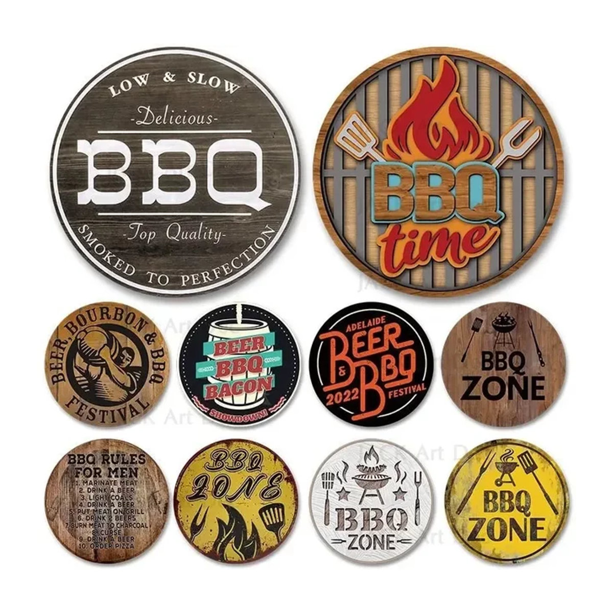 HELLOYOUNG BBQ Zone Metallschild Vintage Dad's BBQ Retro Barbecue Rules Dekoration mehrfarbig - Bild 1